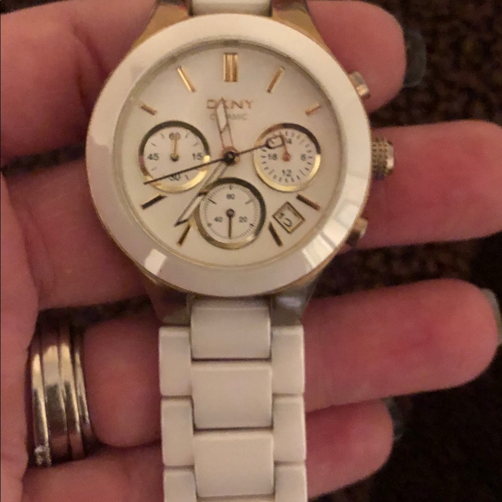 White and gold DKNY watch